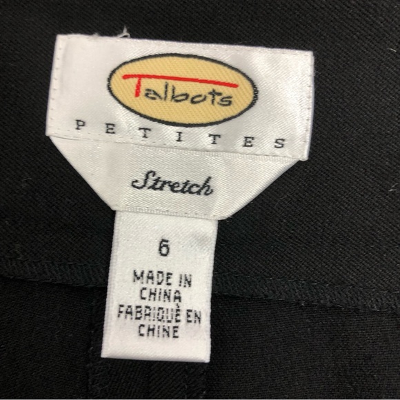 Talbots Petite Stretch Black Trousers Front Zip Pockets Side Zip Size 6 - Picture 5 of 5